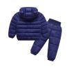 Alvivi 2Pcs Baby Snowsuit Hooded Bear Ears Coat Winter Down Jacket and Elastic Waist Puffer Ski Pants Set Navy Blue 3-4 Years view 2