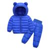 Alvivi 2Pcs Baby Snowsuit Hooded Bear Ears Coat Winter Down Jacket and Elastic Waist Puffer Ski Pants Set Royal Blue 3-4 Years view 1
