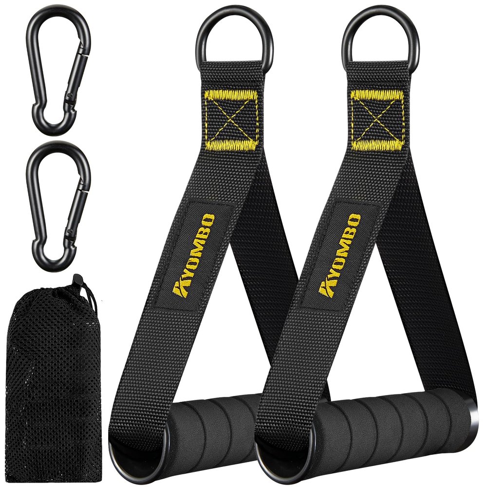 Ayombo Exercise Equipment, Cable Machine Attachment, Gym Equipment Resistance Bands Handles for Pull Down Workout, Exercise Handle Accessories, Use to Pulley System Machine and Strength Trainer