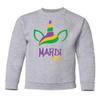 superhotapparel Unicorn Mardi Gras Carnival Cute Street Festival Youth Crewneck Sweatshirt (Ash, Youth Medium) view 1