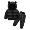 Alvivi 2Pcs Baby Snowsuit Hooded Bear Ears Coat Winter Down Jacket and Elastic Waist Puffer Ski Pants Set Black 18-24 Months view 1