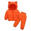 Alvivi 2Pcs Baby Snowsuit Hooded Bear Ears Coat Winter Down Jacket and Elastic Waist Puffer Ski Pants Set Orange 12-18 Months view 1