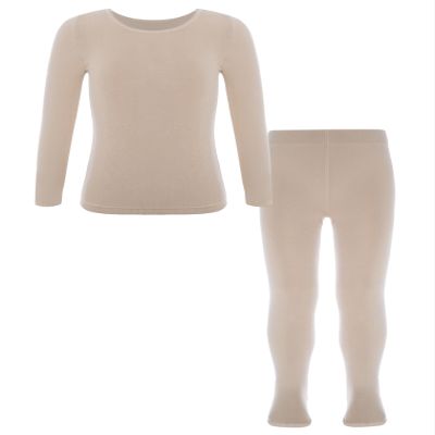 vastwit Kids Compression Thermal Set,Boys Long Johns Set Long Sleeve Base Layer Workout Fleece Soft Full Length Pants Type D Nude 3-4 Years