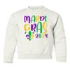 superhotapparel Mardi Gras Street Festival 2024 Carnival Groovy Youth Crewneck Sweatshirt (White, Youth Small) view 1