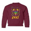 superhotapparel Mardi Gras Crawfish Carnival Beads Street Festival Youth Crewneck Sweatshirt (Maroon, Youth Medium) view 1