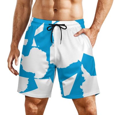 PEIXEN Antarctica Flag Summer Mens' 2 in 1 Workout Casual Running Shorts Sport Pants with Pockets S