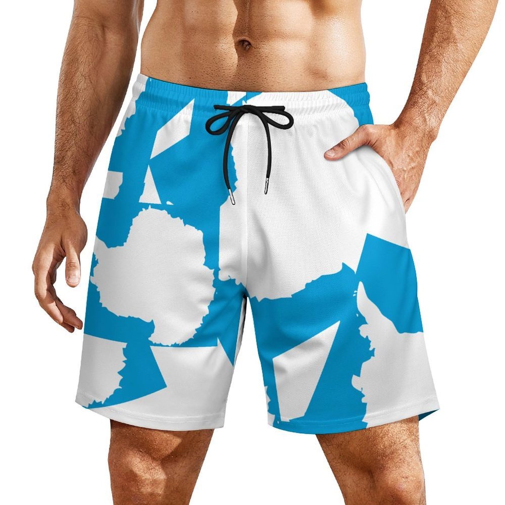 PEIXEN Antarctica Flag Summer Mens' 2 in 1 Workout Casual Running Shorts Sport Pants with Pockets S