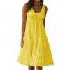 2024 Summer Sundress Women Sleeveless Tiered Ruffle Swing Dresses Solid Beach Tank Dress Holiday Midi Sun Dresses Yellow view 1