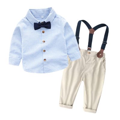Fashion Cute Infant Outfits Toddler Boys Long Sleeve Striped Print T Shirt Tops Pants Child Kids Gentleman