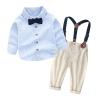 Fashion Cute Infant Outfits Toddler Boys Long Sleeve Striped Print T Shirt Tops Pants Child Kids Gentleman view 1