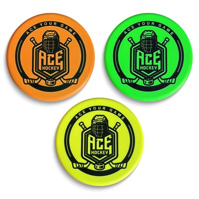 ACE HOCKEY Foam Pucks - Set of 3 Indoor Knee Hockey Pucks - Soft Hockey Pucks, Official Regulation Size 3" Floor Hockey Pucks (Multi)