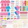 Suhine 6 Sets Girls Spa Birthady Party Supplies Birthday Print Satin Robe Tote Bags Spa Kit Nail Salon Kit(Blue, Pink) view 1