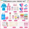 Suhine 6 Sets Girls Spa Birthady Party Supplies Birthday Print Satin Robe Tote Bags Spa Kit Nail Salon Kit(Blue, Pink) view 3