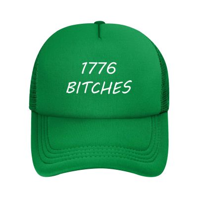 1776 Bitches Adjustable Trucker Mesh Hat Funny Baseball Cap Gifts Men Women Green