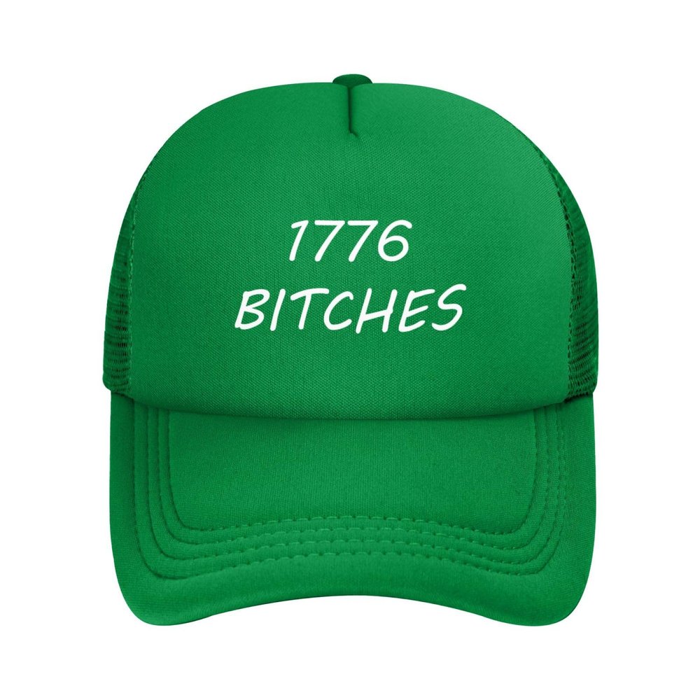 1776 Bitches Adjustable Trucker Mesh Hat Funny Baseball Cap Gifts Men Women Green