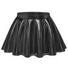 Auranso Girls Metallic Skater Skirt Sparkly Shiny Flared Pleated A-Line Mini Skort Black 5-6T view 1