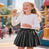 Auranso Girls Metallic Skater Skirt Sparkly Shiny Flared Pleated A-Line Mini Skort Black 5-6T view 2
