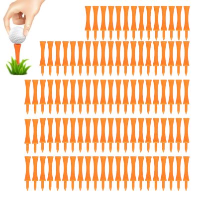 100Pcs Golf Tees, 70mm Reusable Golf Tee Pop up Tee Reusable Plastic Golf Tees Small Tees Orange Stable Golf Tees for Outdoors