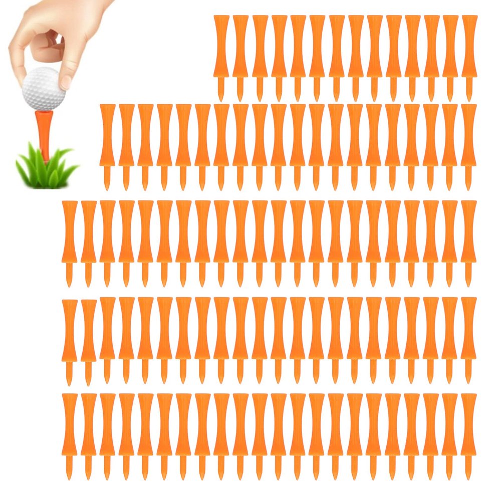 100Pcs Golf Tees, 70mm Reusable Golf Tee Pop up Tee Reusable Plastic Golf Tees Small Tees Orange Stable Golf Tees for Outdoors