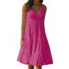 2024 Summer Sundress Women Sleeveless Tiered Ruffle Swing Dresses Solid Beach Tank Dress Holiday Midi Sun Dresses Hot Pink view 1