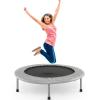 GYMAX Rebounder Trampoline for Adults, Mini Exercise Trampoline with Safety Pad, Foldable Rebounding Fitness Trampoline for Indoor/Outdoor, Small Workout Trampoline for Adults (Grey)