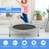 GYMAX Rebounder Trampoline for Adults, Mini Exercise Trampoline with Safety Pad, Foldable Rebounding Fitness Trampoline for Indoor/Outdoor, Small Workout Trampoline for Adults (Grey) view 2