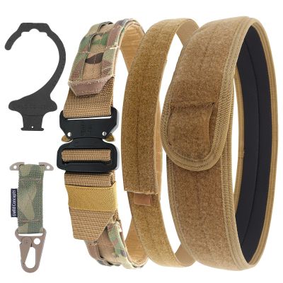 Gwild Concepts Tactical Battle Belt, MOLLE Belt Quick Release Rigger Belt 1.75 Heavy Duty Battle Belt with Anti-Slip Pad, Belt Hanger, Gloves Hook, Camo
