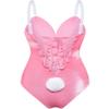 Women Velvet Bunny Costume Bunny Girl Suit Costume Senpai Cosplay One Piece Bodysuit Stockings Set(Pink 2XL) view 3