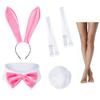Women Velvet Bunny Costume Bunny Girl Suit Costume Senpai Cosplay One Piece Bodysuit Stockings Set(Pink S) view 4