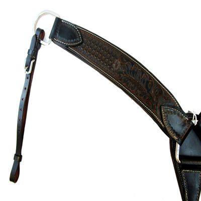 NineFit Basics Western Breast Collar Roping Horse Barrel Racing Trail BREASTCOLLAR Tooled Leather Ranch Roping Working Breastplate | Horse Size (Black Oak)