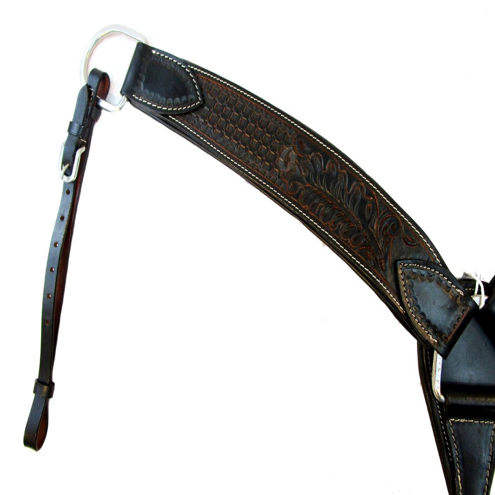 NineFit Basics Western Breast Collar Roping Horse Barrel Racing Trail BREASTCOLLAR Tooled Leather Ranch Roping Working Breastplate | Horse Size (Black Oak)