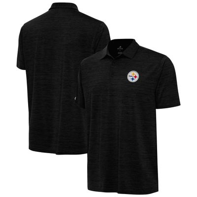 Antigua Men's Heather Black Pittsburgh Steelers Layout Polo