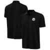 Antigua Men's Heather Black Pittsburgh Steelers Layout Polo view 1