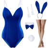 Women Velvet Bunny Costume Bunny Girl Suit Costume Senpai Cosplay One Piece Bodysuit Stockings Set(Blue L) view 1