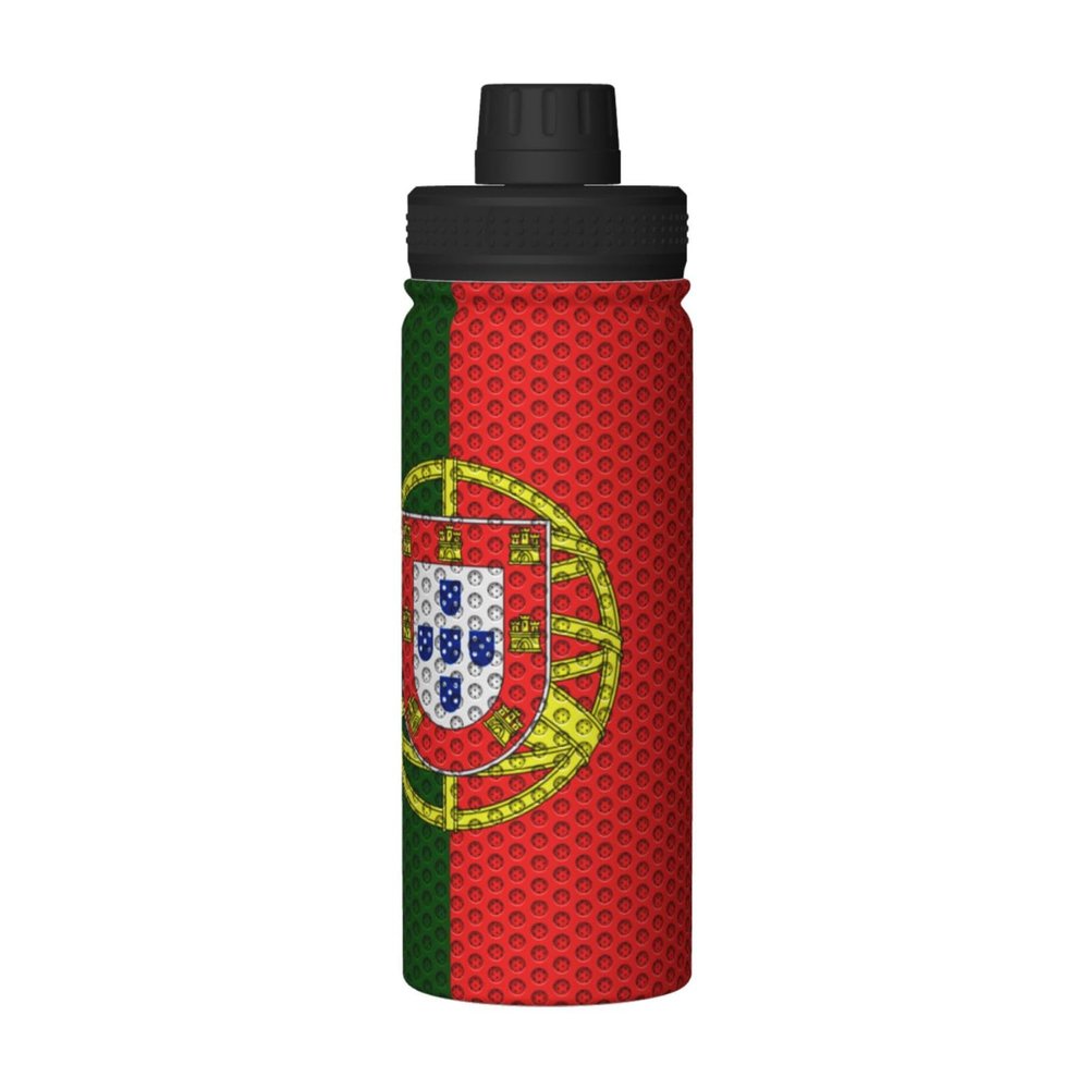 Flag Of Portugal Water Bottle 18OZ Stainless Steel Insulated Water Bottles With Spout Lid Sports Keep Cold and Hot Water Bottle For Biking Hiking