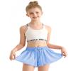 EQSJIU Girls Flowy Butterfly Shorts with Pocket, Sky Blue, 2-in-1 Athletic Running Shorts for Girls, 7-8 Years view 2