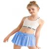 EQSJIU Girls Flowy Butterfly Shorts with Pocket, Sky Blue, 2-in-1 Athletic Running Shorts for Girls, 7-8 Years view 4