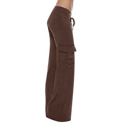 NATHGAM Womens Cargo Pants High Waisted Multiple Pockets Trousers Baggy Athletic Joggers Drawstring Workout Sweatpant Trouser Brown