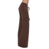 NATHGAM Womens Cargo Pants High Waisted Multiple Pockets Trousers Baggy Athletic Joggers Drawstring Workout Sweatpant Trouser Brown view 1