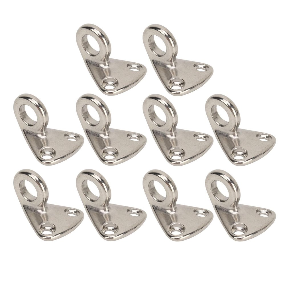 10 Pcs Pad Eye Hook, Stainless Marine Hanger Eye Plate Hook Heavy Steel Fender Hook Hardware Outdoor Wall Pad Eye for Ship Boat Trailers
