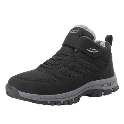 ZDLJYL Men's Snow Boots Outdoor Hiking Boots Warm Villi Boots Anti-Slip Trekking Shoes Waterproof Walking Boots Lightweight Gym Sneakers Buckle Fashion Boots