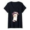 Womens Cute Cat with Camera Saying Meow V-Neck T-Shirt view 1