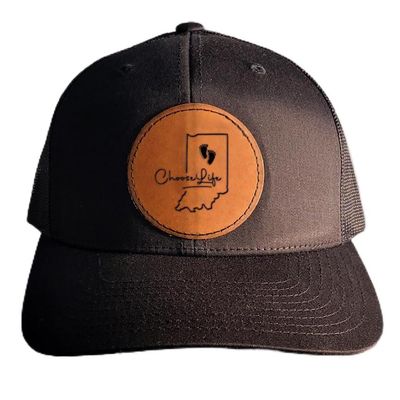 Indiana Choose Life Leather Patch Hat Pro-Life Hat Black