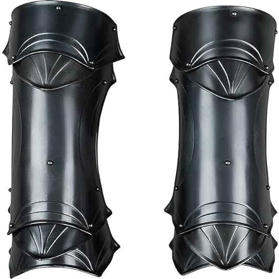 Medieval Blackened Dragomir Greaves Armour by Antique House Craft