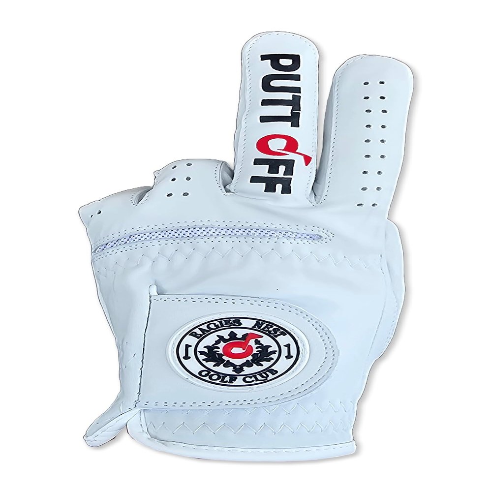 PUTT Off Funny Golf Gloves - Fun Shocker Gag Gift Golf Essentials, 100% Cabretta Leather Golf Gloves for Men Golfers, Left or Right Hand, Small to XXL Sizes