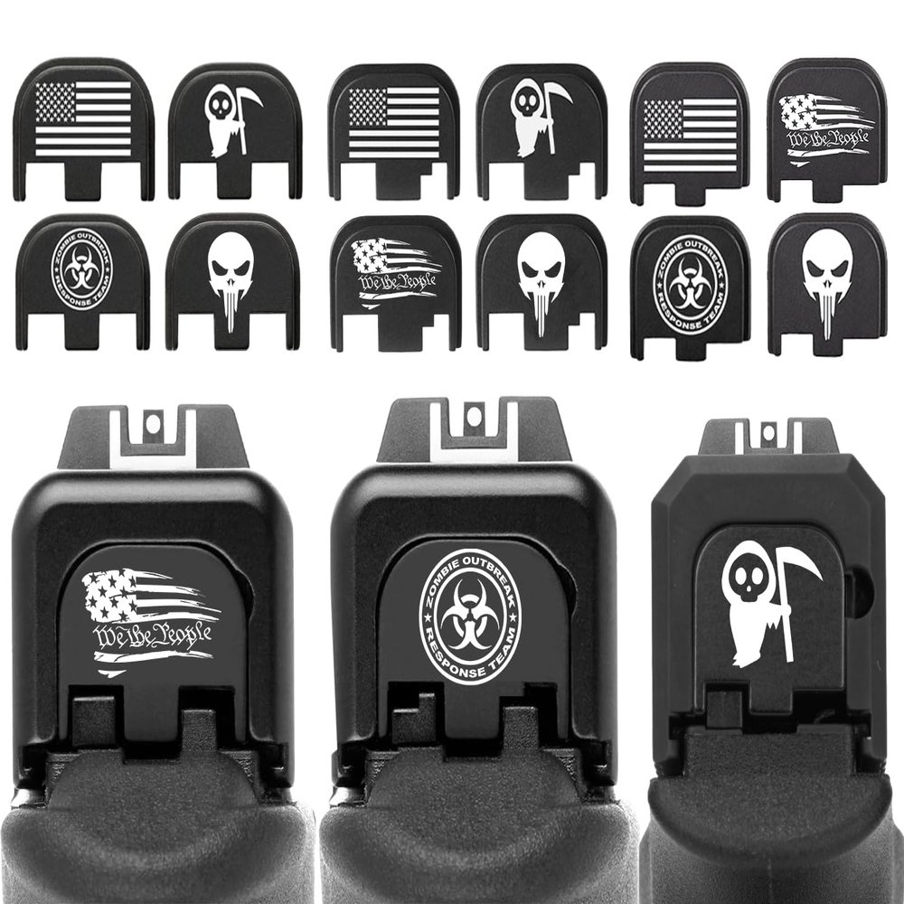 NDZ Performance Aluminum Slide Cover Plate for Glock Gen 5 17 19 19X 22 23 26 27 29 30 34 45 47in 9mm 10mm .40 - Black, U.S. Flag