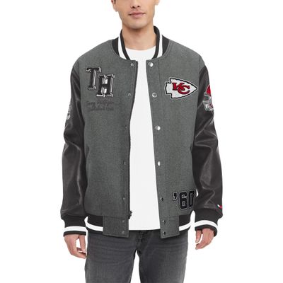 Tommy Hilfiger Men's Heather Gray/Black Kansas City Chiefs Gunner Full-Zip Varsity Jacket
