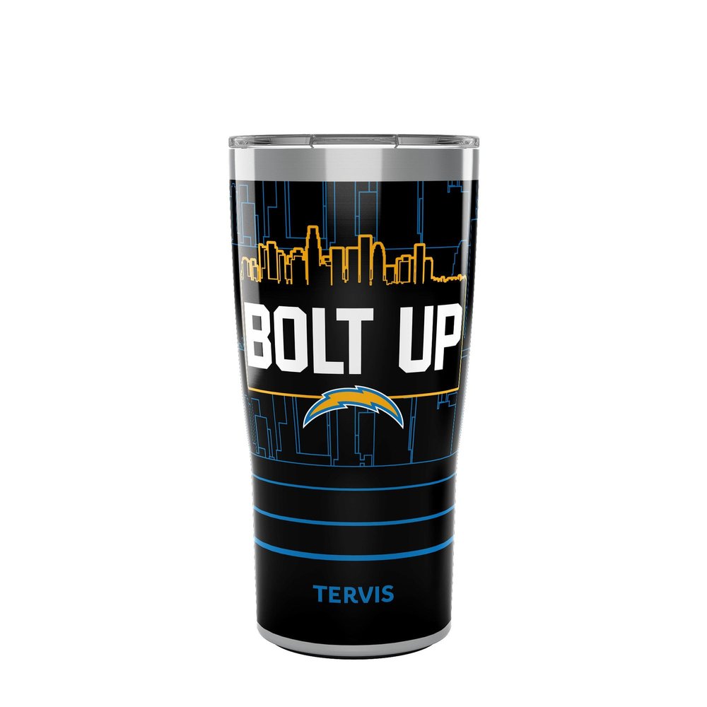 Tervis Traveler NFL Los Angeles Chargers - Slogan Triple Insulated Tumbler Travel Cup Keeps Drinks Cold & Hot, 20oz, Stainless Steel