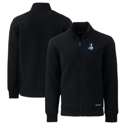 Cutter & Buck Men's Black Detroit Lions Throwback Roam Eco Recycled Full-Zip Jacket
