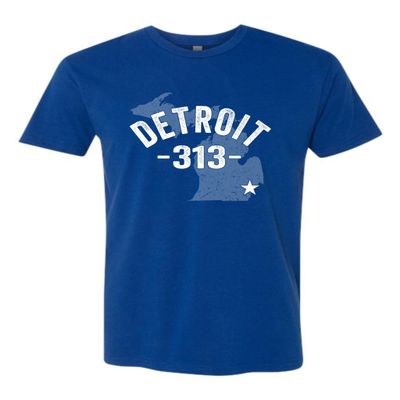 3X-Large Royal Mens Detroit Michigan 313 Area Code Deluxe Soft T-Shirt